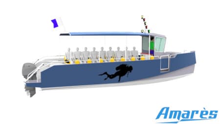 amares.fr, Reverse 9.00 Plongée, bateau aluminium de plaisance